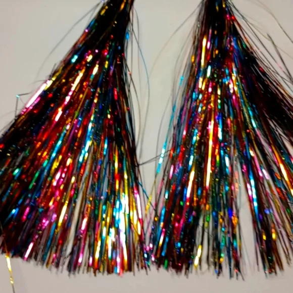 COLORFUL TINSEL EARRINGS - Picture 3 of 8